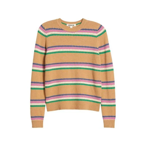 Boden Edie Fair Isle Sweater — Camel Brown Wool Crewneck Jumper XL NWT - Picture 8 of 8